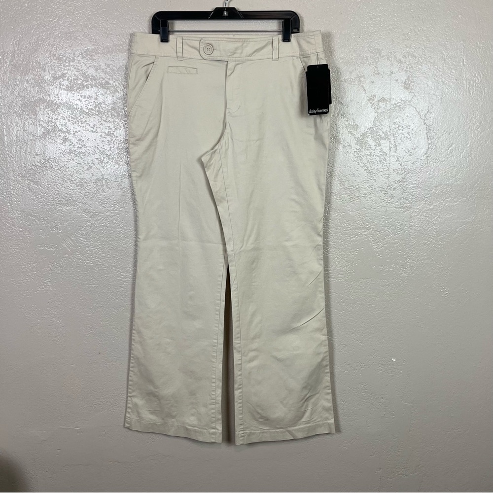 Daisy Fuentes Bootcut Chino‎ Pants Sz 12 Beige  Mid Rise Stretch Womens